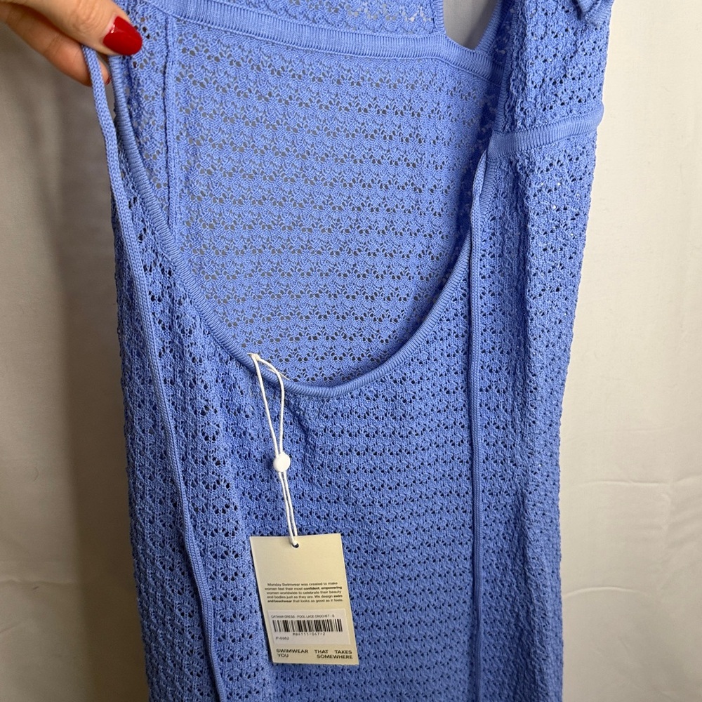NEW Monday Swimwear Catania Dress Cover Up - Pool Lace Crochet - Pool Blue - S - Picture 15 of 16